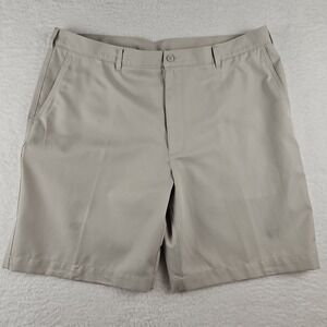 PGA Tour Athletic Golf Shorts Men's 42 Beige Flat Front Slash/Side Pocket‎ Chino
